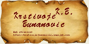 Krstivoje Bunanović vizit kartica